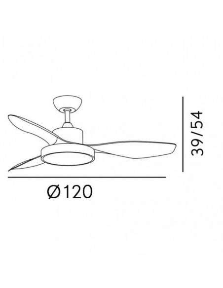 medidas ventilador de techo hayate