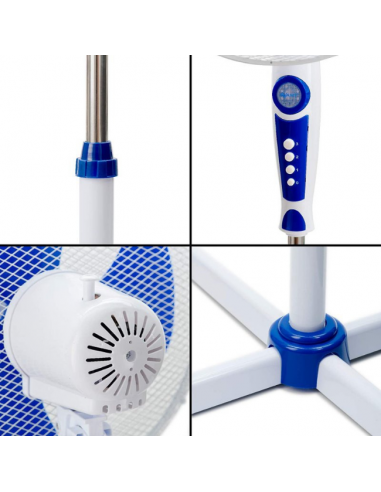 detalles del ventilador avantor. Botones, barra de altura  y base