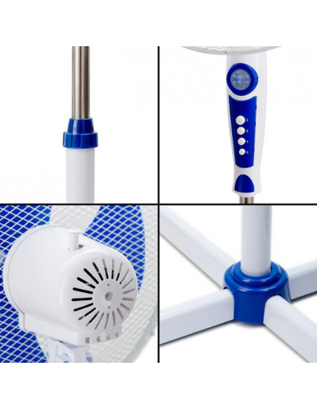 detalles del ventilador avantor. Botones, barra de altura  y base