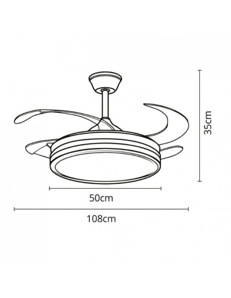 medidas del ventilador de aspas ocultas asgard