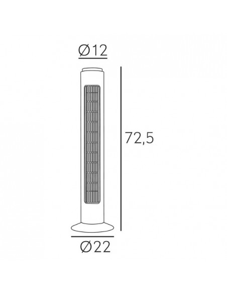 medidas del ventilador de torre mundaka