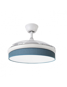 Ventilador de Techo Aspas Ocultas Blaco/Azul - Moda