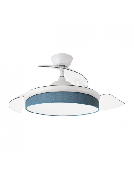 Ventilador de Techo Aspas Ocultas Blaco/Azul - Moda