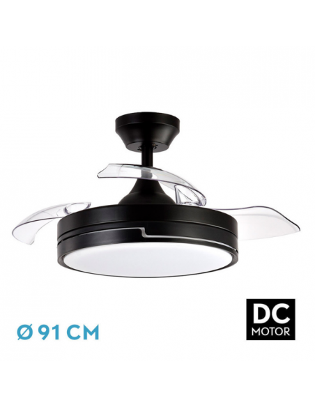 Ventilador de Techo Retráctil Negro - Olimpia