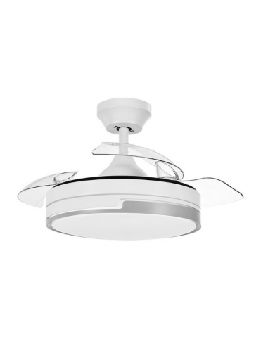 Ventilador de Techo Retráctil Blanco y Plata - Olimpia Ventilador de Techo Retráctil Blanco y Plata - Olimpia
