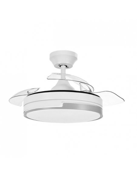 Ventilador de Techo Retráctil Blanco y Plata - Olimpia Ventilador de Techo Retráctil Blanco y Plata - Olimpia