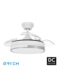 Ventilador de Techo Retráctil Blanco y Plata - Olimpia 2