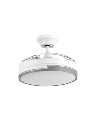 Ventilador de Techo Retráctil Blanco y Plata - Olimpia Ventilador de Techo Retráctil Blanco y Plata - Olimpia