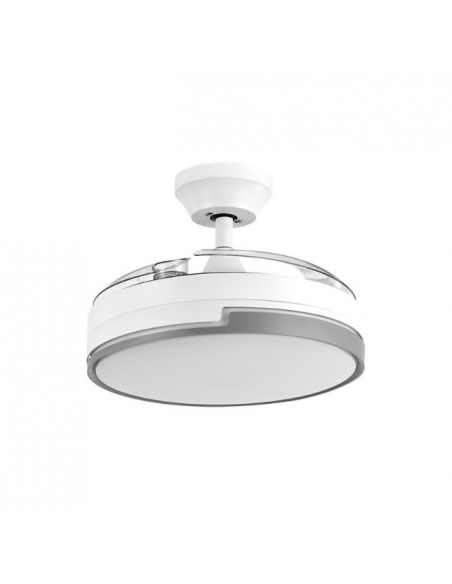 Ventilador de Techo Retráctil Blanco y Plata - Olimpia Ventilador de Techo Retráctil Blanco y Plata - Olimpia