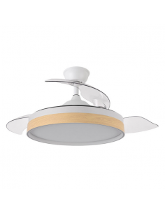 Ventilador de Techo DC Aspas Ocultas Blanco y Haya - Iglu