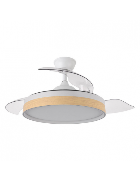 Ventilador de Techo DC Aspas Ocultas Blanco y Haya - Iglu