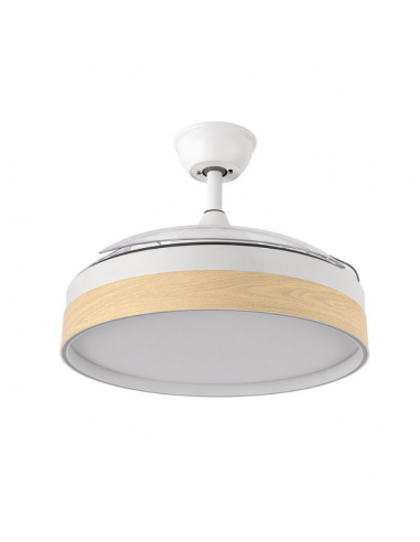 Ventilador de Techo DC Aspas Ocultas Blanco y Haya - Iglu