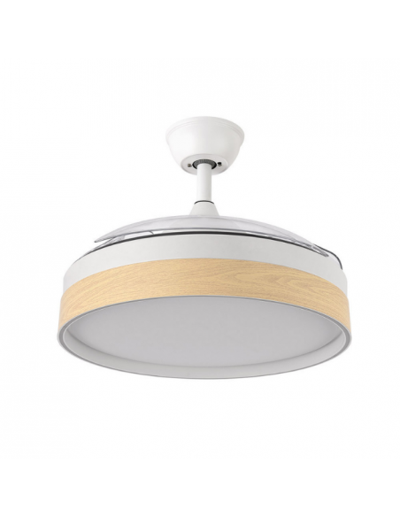 Ventilador de Techo DC Aspas Ocultas Blanco y Haya - Iglu