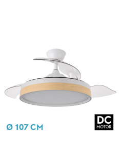 Ventilador de Techo DC Aspas Ocultas Blanco y Haya - Iglu 2