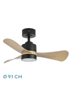 Ventilador DC Negro y Madera - Zepelín 2