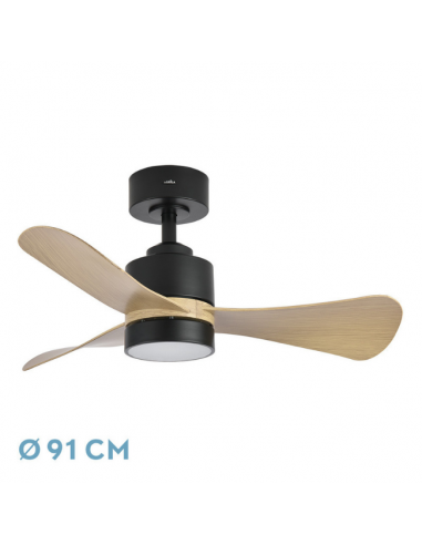 Ventilador DC Negro y Madera - Zepelín