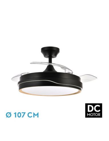 Ventilador Grande de Techo Negro Madera - Tempano Ventilador Grande de Techo Negro Madera - Tempano
