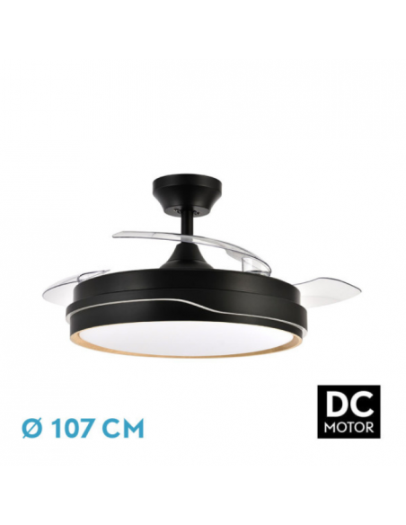 Ventilador Grande de Techo Negro Madera - Tempano Ventilador Grande de Techo Negro Madera - Tempano