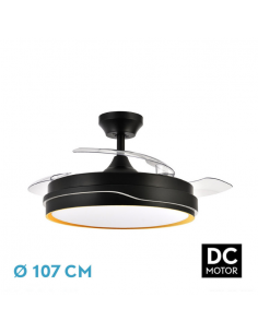 Ventilador Grande de Techo Negro Oro - Tempano