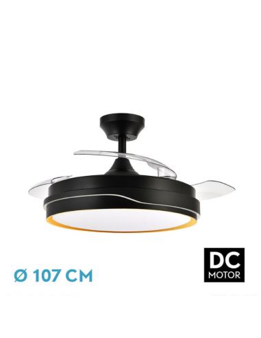 Ventilador Grande de Techo Negro Oro - Tempano