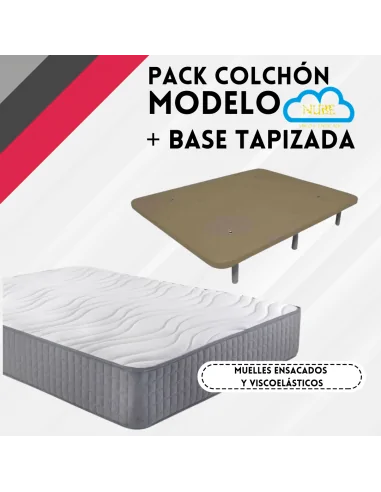 Pack Colchón Modelo Nube y Base Tapizada