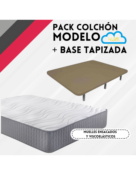 Pack Colchón Modelo Nube Plus visco y Base Tapizada