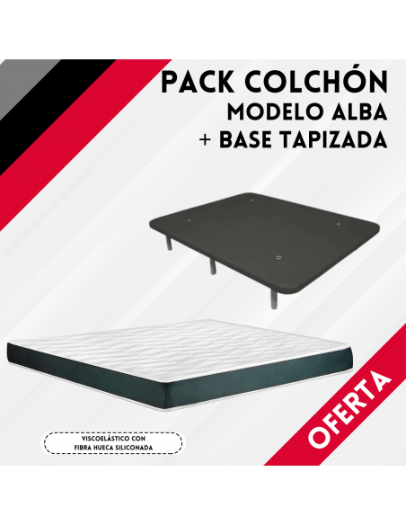 Pack Colchón Modelo Nube y Base Tapizada