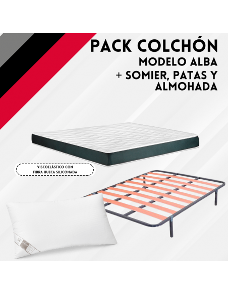 Pack Colchón Nube y Somier Classic Confort + Patas + Almohada