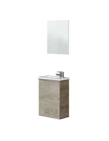 Mueble MINI 40 1 Puerta + Espejo + Lavabo - Roble Alaska