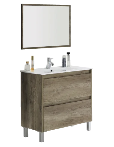 Mueble DAKOTA  80 2 Cajones + Espejo - Nordik - Lavabo no incluido