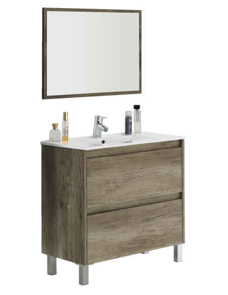 Mueble DAKOTA  80 2 Cajones + Espejo - Nordik - Lavabo no incluido