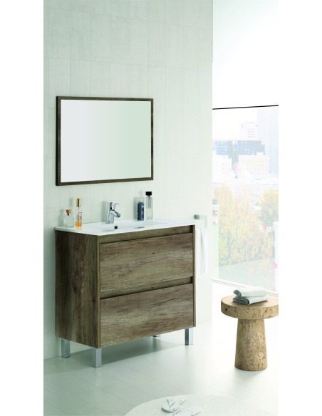 Mueble DAKOTA  80 2 Cajones + Espejo - Nordik - Lavabo no incluido