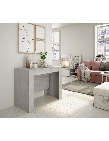 Mesa multifunción extensible 90x50-237cm Extensible Cemento FUNZIONALE