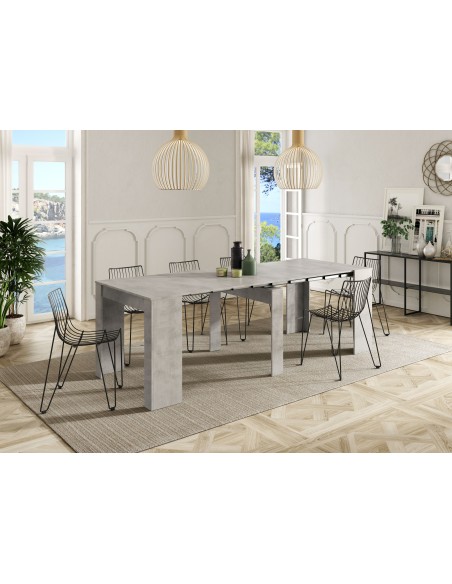 Mesa multifunción extensible 90x50-237cm Extensible Cemento FUNZIONALE