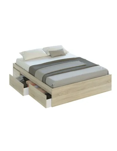 Cama 150 con 4 cajones (para somier de 190x150) Roble Canadian - BED