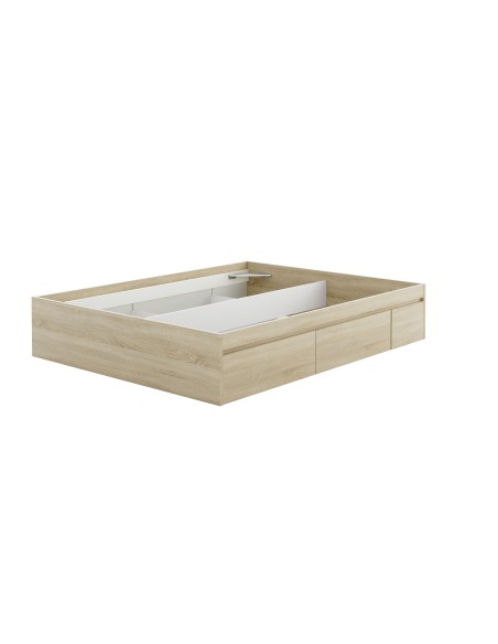 Cama 150 con 4 cajones (para somier de 190x150) Roble Canadian - BED