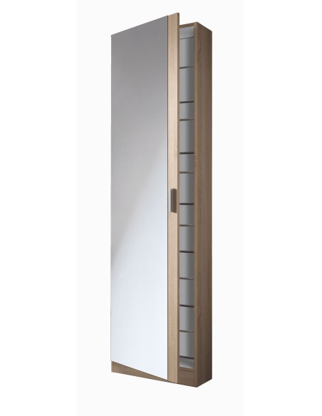 Zapatero 1 Puerta + espejo (6 alturas-12varillas) Roble Canadian