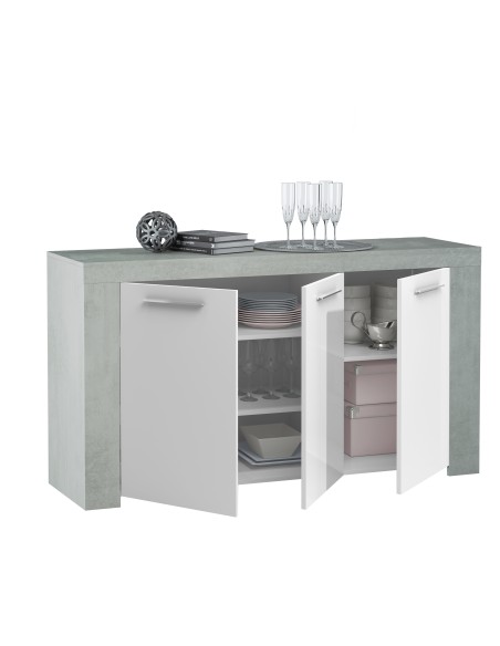 Buffet 3 puertas Cemento/ Blanco Artick URBAN