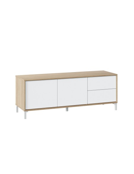 Mueble TV 2 Puertas + 2 Cajones Roble Canadian / Blanco Artik URBAN PLUS