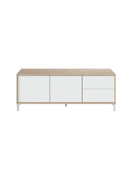 Mueble TV 2 Puertas + 2 Cajones Roble Canadian / Blanco Artik URBAN PLUS