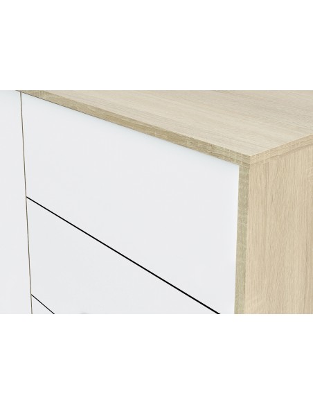 Aparador 2 Puertas + 3 Cajones Roble Canadian / Blanco Artik URBAN PLUS