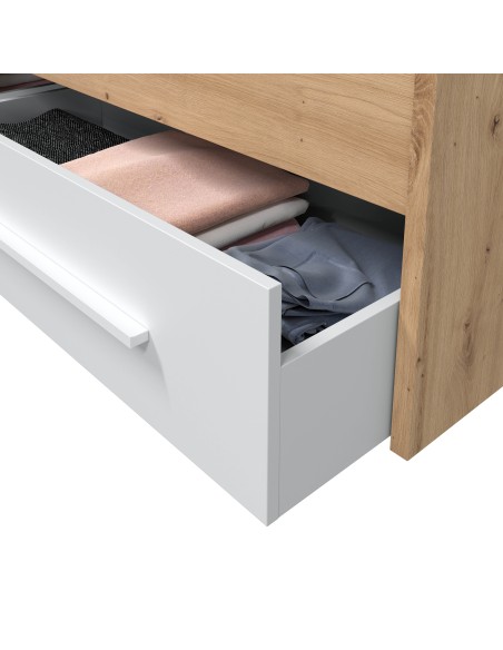 Cama juvenil con cabezal (SIN somier + 2 cajones) (para colchón de 190x90) Roble Nodi/Blanco Artik AMBIENT