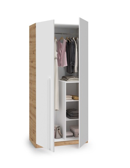 Armario JUVENIL 2 Puertas Roble Nodi/Blanco Nordik AMBIENT
