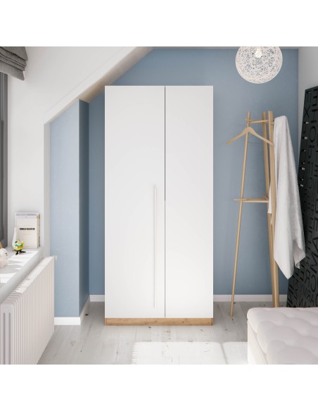 Armario JUVENIL 2 Puertas Roble Nodi/Blanco Nordik AMBIENT
