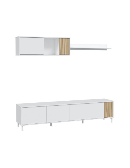 Salón mueble TV Blanco artik/Natur TEMPUS
