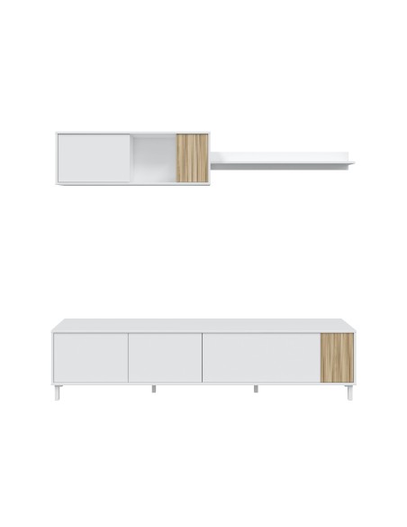 Salón mueble TV Blanco artik/Natur TEMPUS