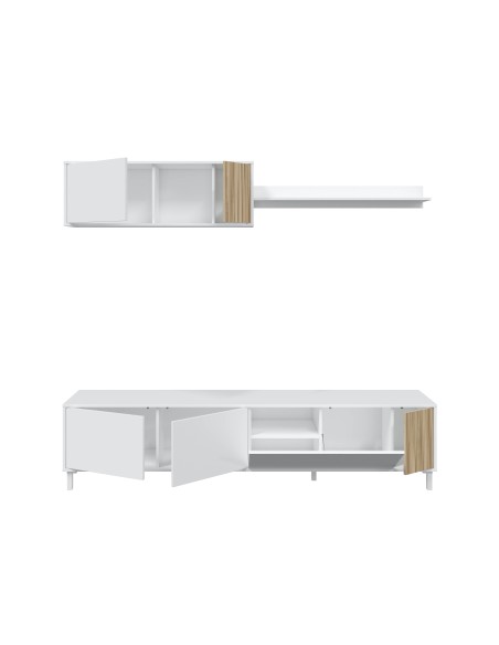 Salón mueble TV Blanco artik/Natur TEMPUS