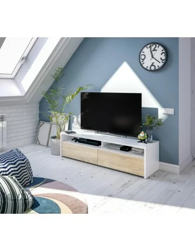 Mueble TV 2 Puertas Blanco Artik/Roble canadian TOKIO