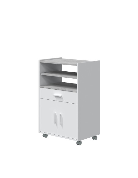 Mueble microondas 1 Cajón + 2 Puertas Blanco Artik/Cemento CHEFF