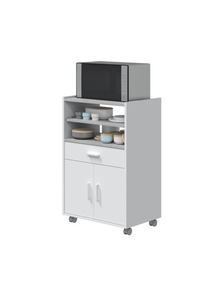 Mueble microondas 1 Cajón + 2 Puertas Blanco Artik/Cemento CHEFF